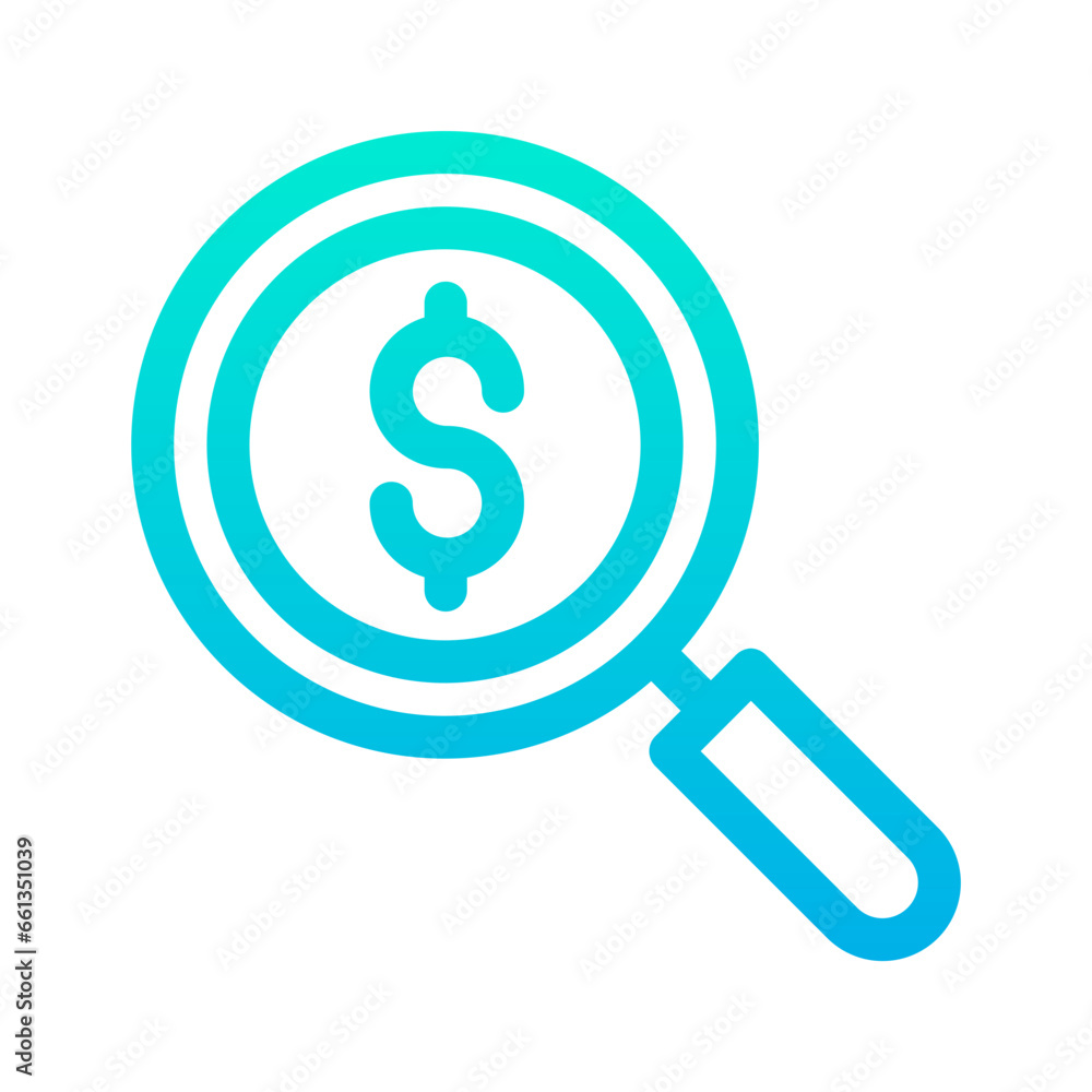 Outline Gradient Dollar Search icon Outline Gradient Dollar Search icon