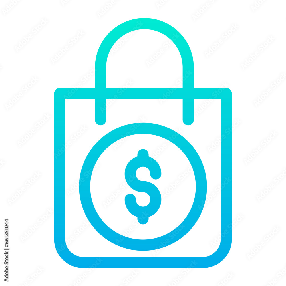 Outline Gradient Dollar Shopping Bag icon Outline Gradient Dollar Shopping Bag icon