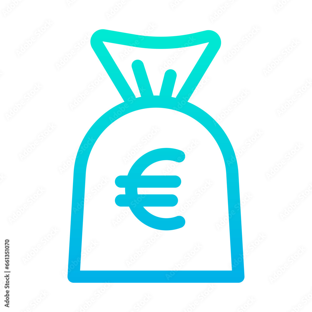 Outline Gradient Euro Shopping Bag icon Outline Gradient Euro Shopping Bag icon