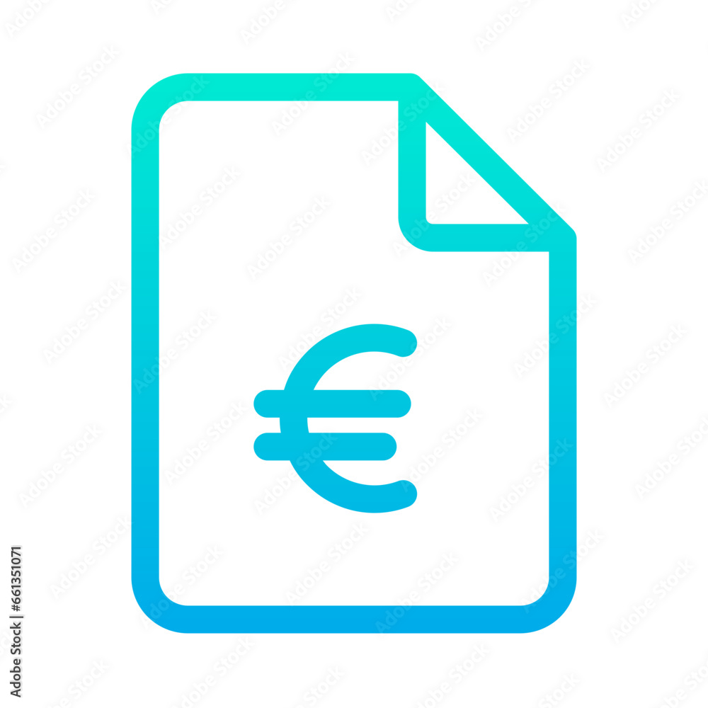 Outline Gradient Euro document icon Outline Gradient Euro document icon