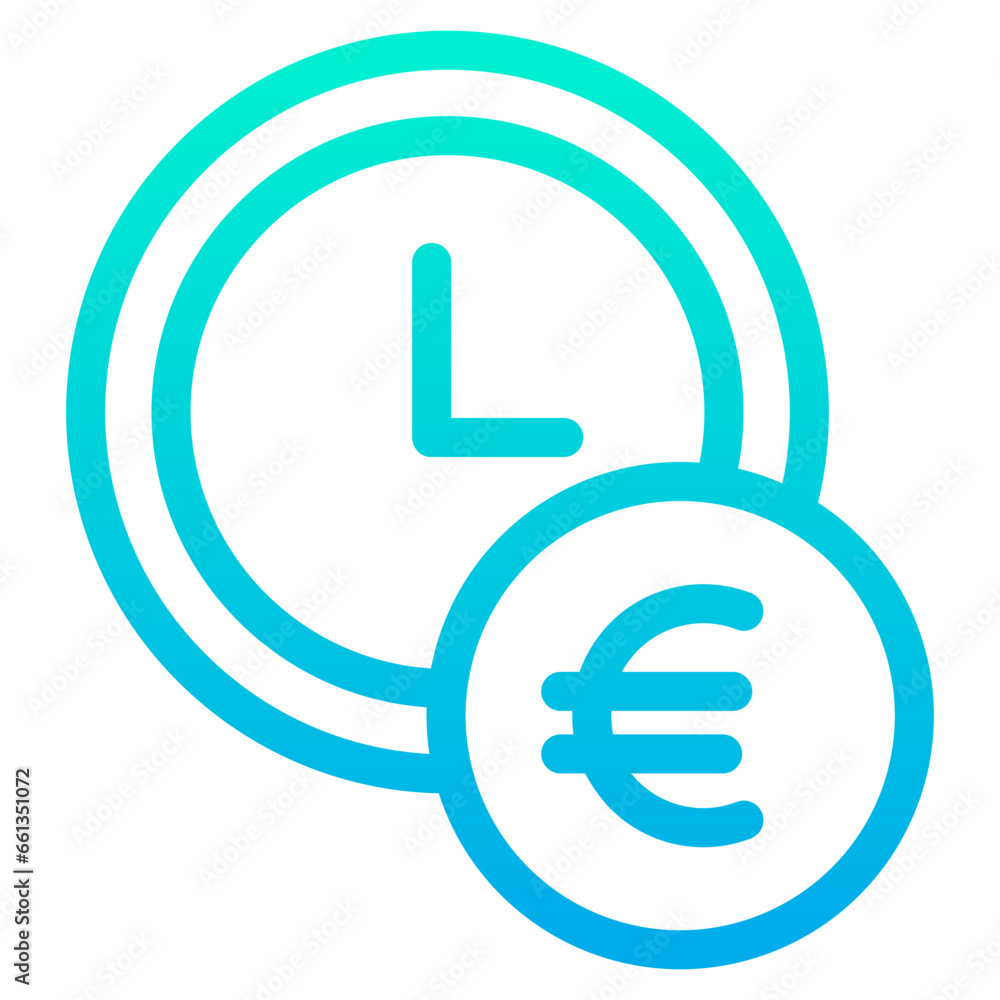 Outline Gradient Euro Clock icon Outline Gradient Euro Clock icon