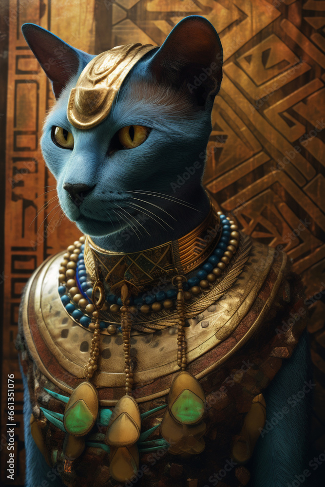 Bastet's Feline Grace: An image capturing the abstract essence of Bastet, the goddess of home, fertility, and protection. 