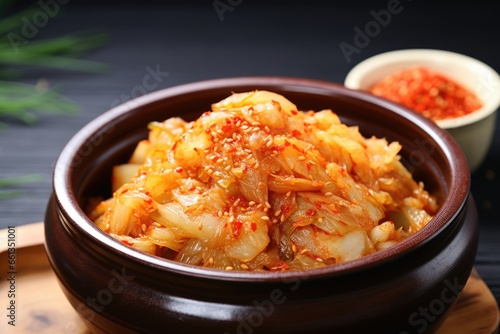korean kimchi fermented cabbage in a bowl
