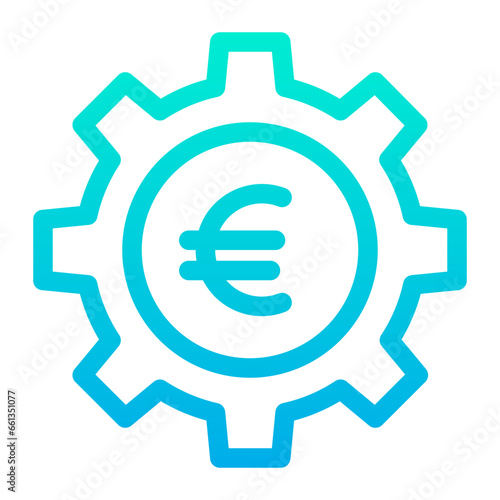 Outline Gradient Euro Cog icon