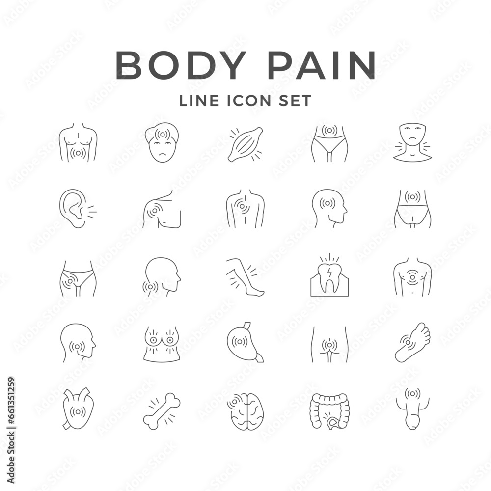 Set line icons of body pain