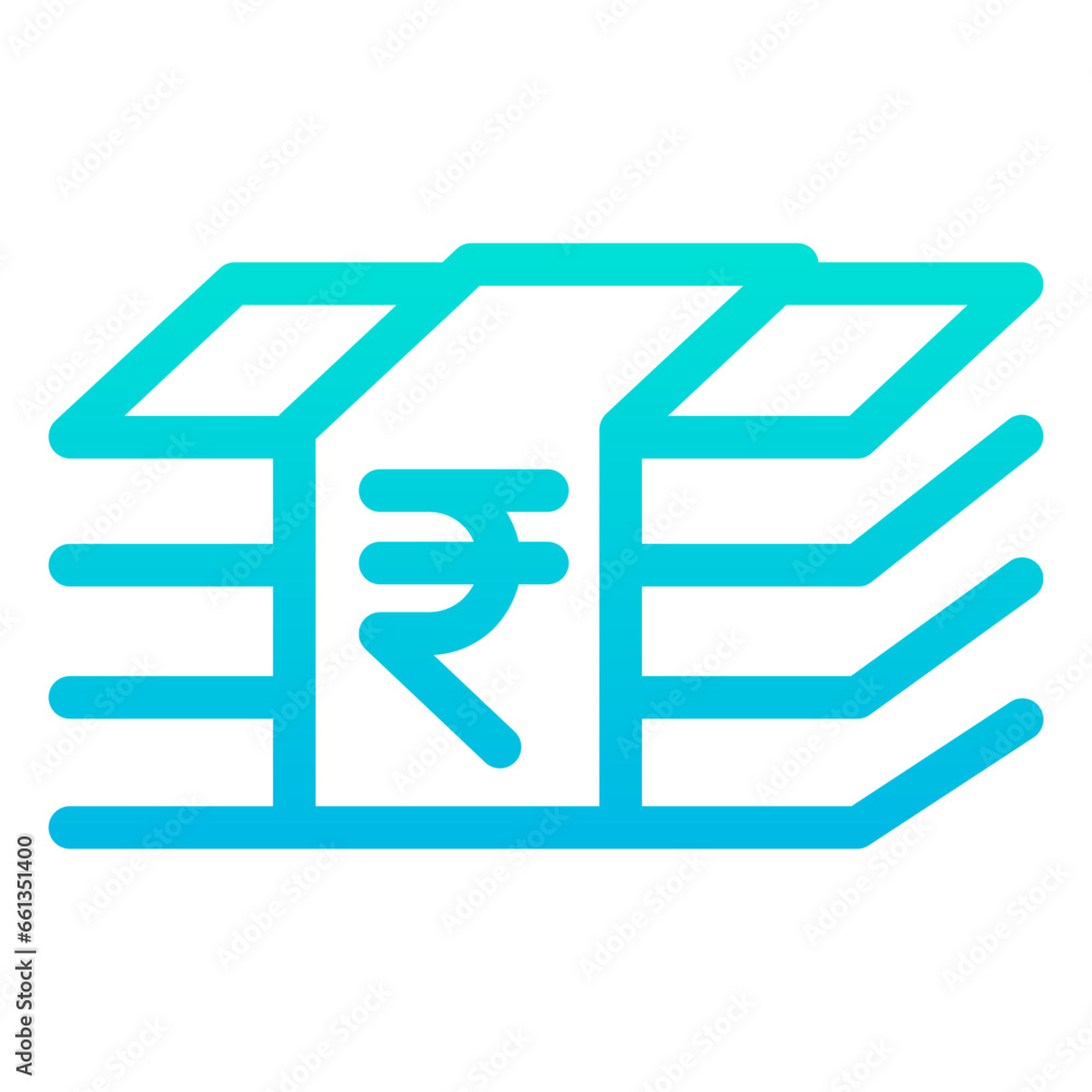 Outline Gradient Rupees Notes icon Outline Gradient Rupees Notes icon