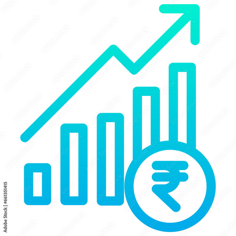Outline Gradient Rupees graph icon Outline Gradient Rupees graph icon