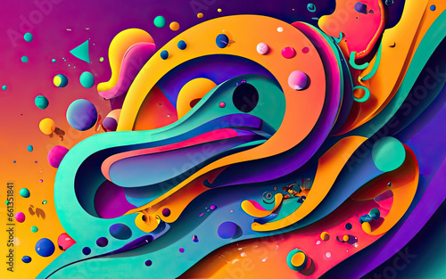 Abstract colorful banner with fluid shapes with Generative AI.