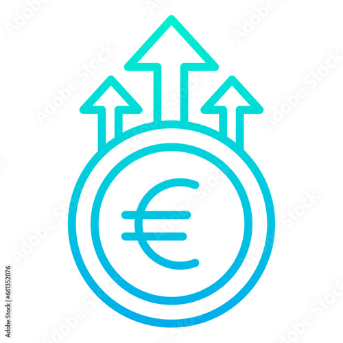 Outline Gradient Euro Growth value icon