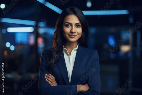 Young and confident businesswoman  corporate employee or news anchor at office