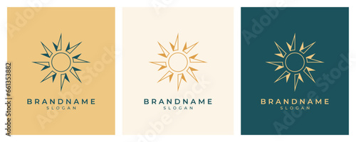 Sun logo icon. Luxury abstract sun logo vector