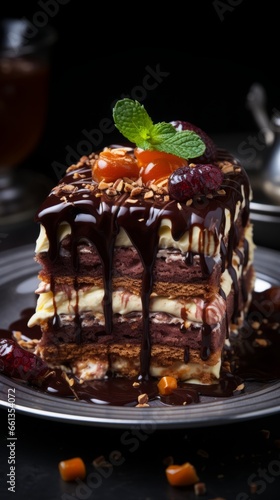 Delicious Chocolate Cake. Sweet Dessert Concept.