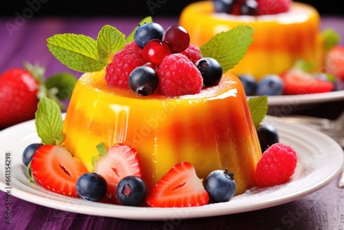 a close-up of vibrant fruit pudding