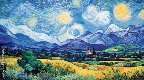 Starry night in Impressionnist Painting Style