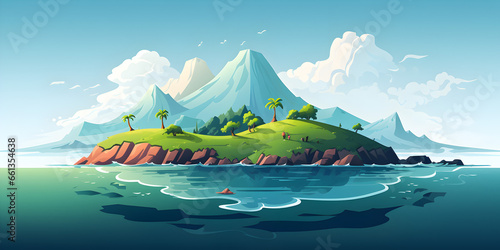 Illustration of small island in the ocean photo