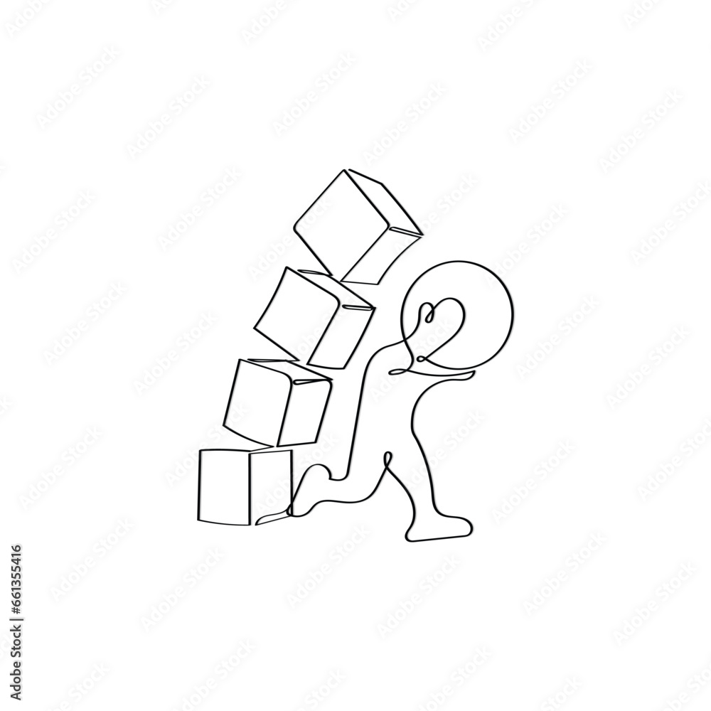 Line art character concept of a man and danger of risks in a commitment. Line art character concept of a man and danger of risks in a commitment.