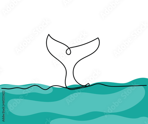 Line art of Humpback whale. February is Humpback whale awareness month. Minimal vector. Kids style art poster. Help us stop whaling.