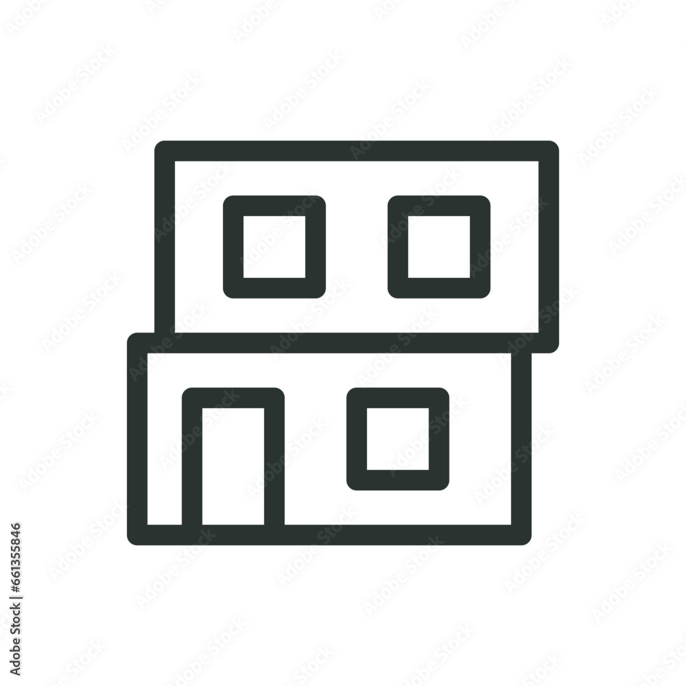 Shipping container homes isolated icon, two story container house vector icon with editable stroke Shipping container homes isolated icon, two story container house vector icon with editable stroke