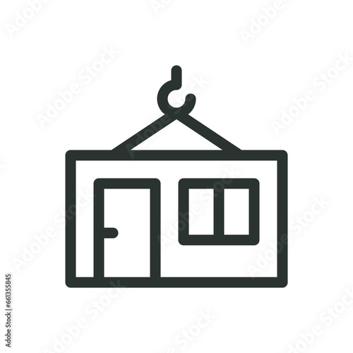 Building a house from prefabricated panels isolated icon, modular house construction vector icon with editable stroke
