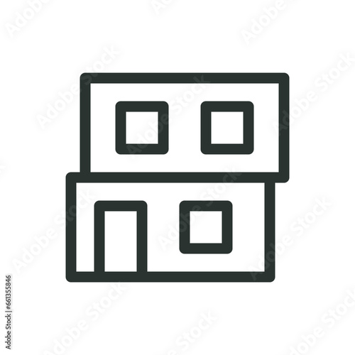 Shipping container homes isolated icon, two story container house vector icon with editable stroke