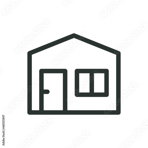 Prefabricated house isolated icon, prefabricated building vector icon with editable stroke