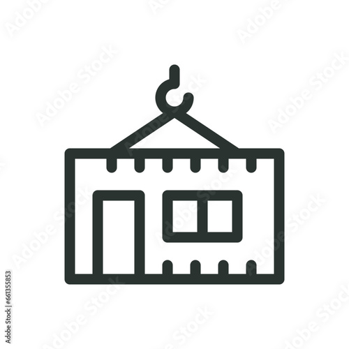 Prefab container house isolated icon, prefabricated module home vector icon with editable stroke