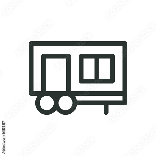 Mobile homes and modular building transportation trailer vector icon with editable stroke