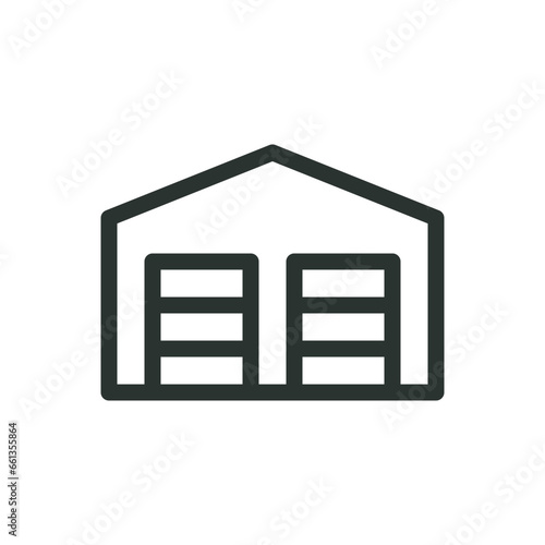Double garage isolated icon, 2 car garage vector icon with editable stroke