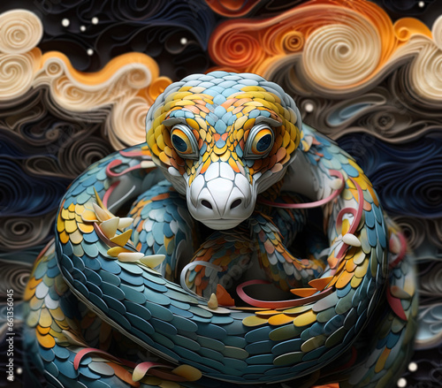 portrait of a snake 12 zodiac animals, generative ai