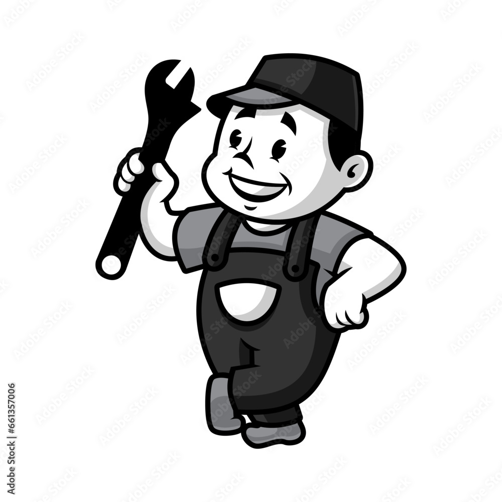 handyman holding a wrench.