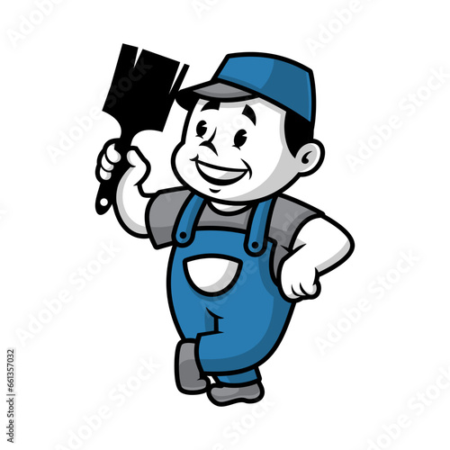 handyman holding a paint brush.