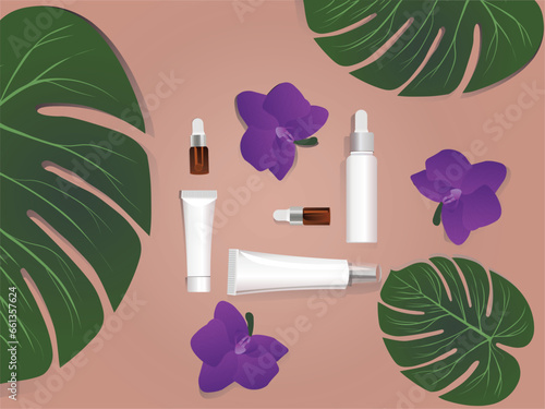 A face care set of cream and serum from natural products