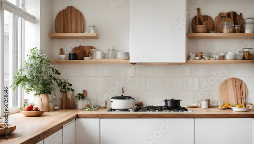 Captivating Homeliness small beloved kitchen. walls is white color. Pay attention to all shapes. © Nuwan Buddhika