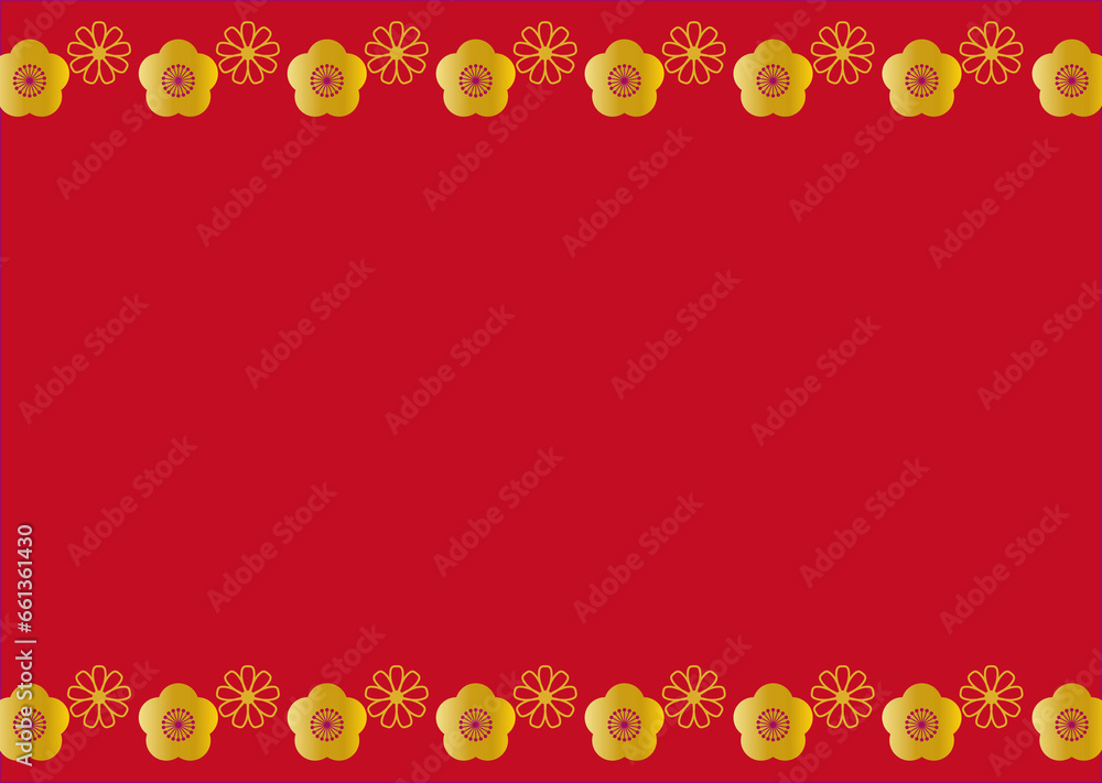 Fototapeta premium 梅の花の和フレーム背景