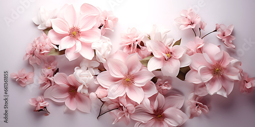 Beautiful pink blooming flowers on a white background.