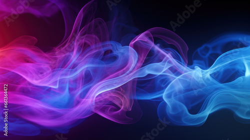 Multicolored smoke on black background. Pink  blue and purple colors