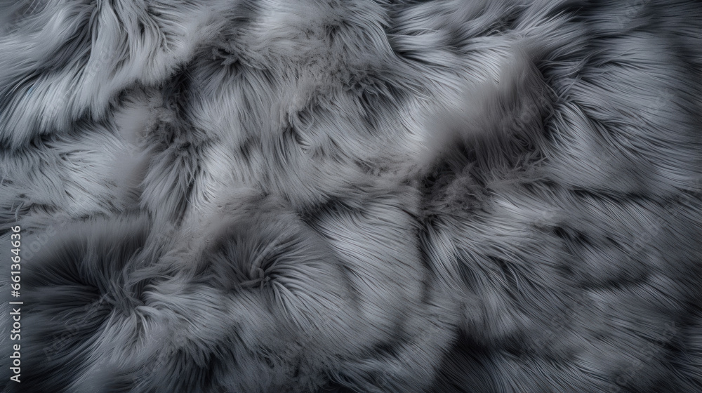 Gray faux fluffy fur background - obrazy, fototapety, plakaty 