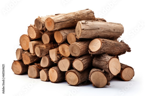 Stack of firewood isolated on white background