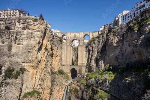 Panoramic view of Puente Nuevo over the Tagus gorge, Ronda, Spain.