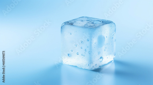 Ice cube on a blue background