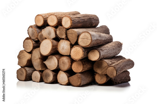 Stack of firewood isolated on white background