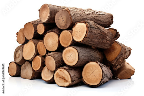 Stack of firewood isolated on white background