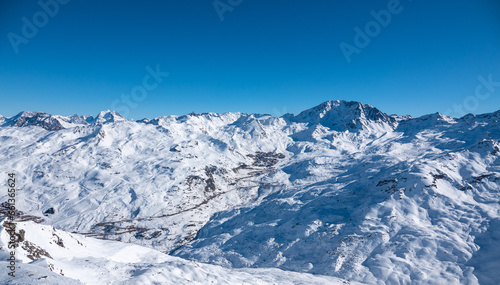 Mountain range in ski resort Trois Vallees  France