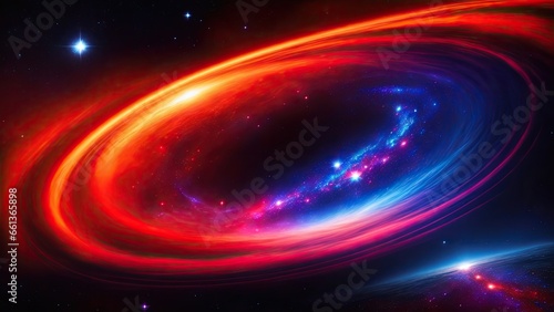 A Spectacular Space Odyssey with Dazzling Red and Blue Galaxies Painting the Infinite Universe.