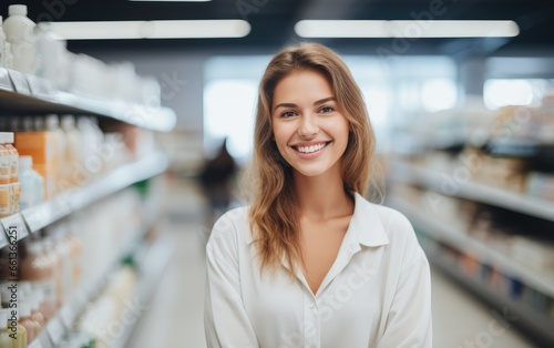 Attractive young woman shopping at a supermarket