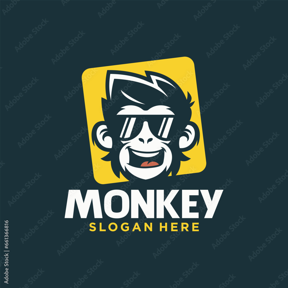 monkey face with sunglasses on his eyes, looking like he is smiling monkey face with sunglasses on his eyes, looking like he is smiling