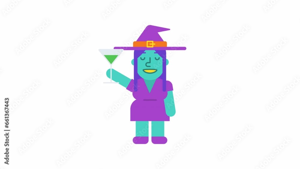 Witch holds glass and smiles. Alpha channel Witch holds glass and smiles. Alpha channel
