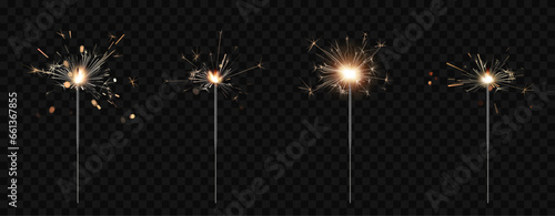 Sparkler candle set, realistic bengal fire