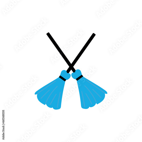 wooden clock isolated on white background. Broom icon vector design template in white background. broom icon. Broom or sweeper for cleaning floors flat vector icon for apps and websites