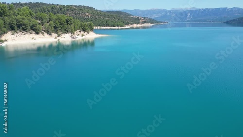 Landscape footage view of Verdon Gorge Canyon with majestic lake in France